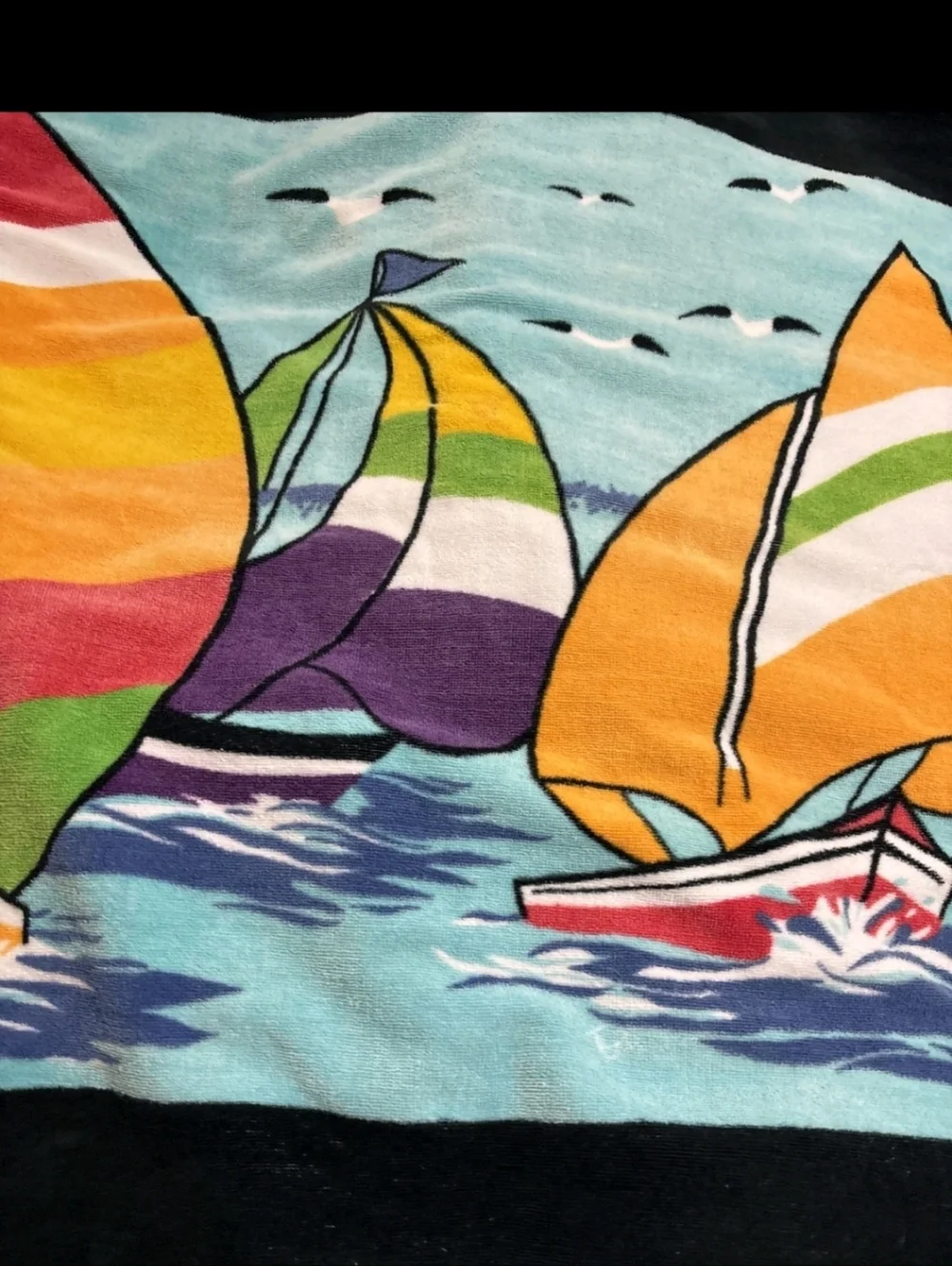 Multicolor Sailboat Print Beach Towel